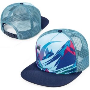 Flat bill trucker mesh cap w/ sublimated crown